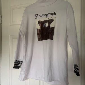 White Graphic Long Sleeve Top